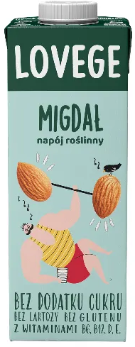 Napój migdałowy Lovege, bez dodatku cukru, 1l