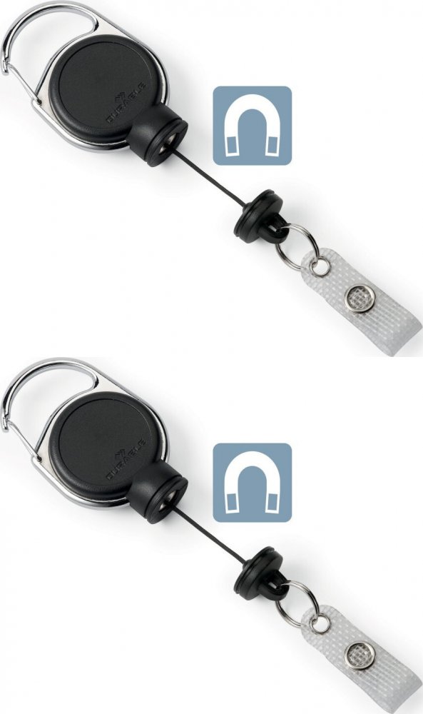 2x Mechanizm ściągający Durable Extra Strong, do kart identyfikacyjnych, 1 sztuka, czarny