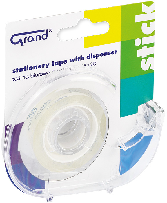 Taśma klejąca Grand, z podajnikiem, 18mmx20m, przezroczysty