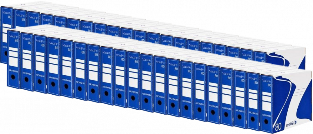 50x Pudło archiwizacyjne VauPe, do luźnych dokumentów, 80mm, niebieski