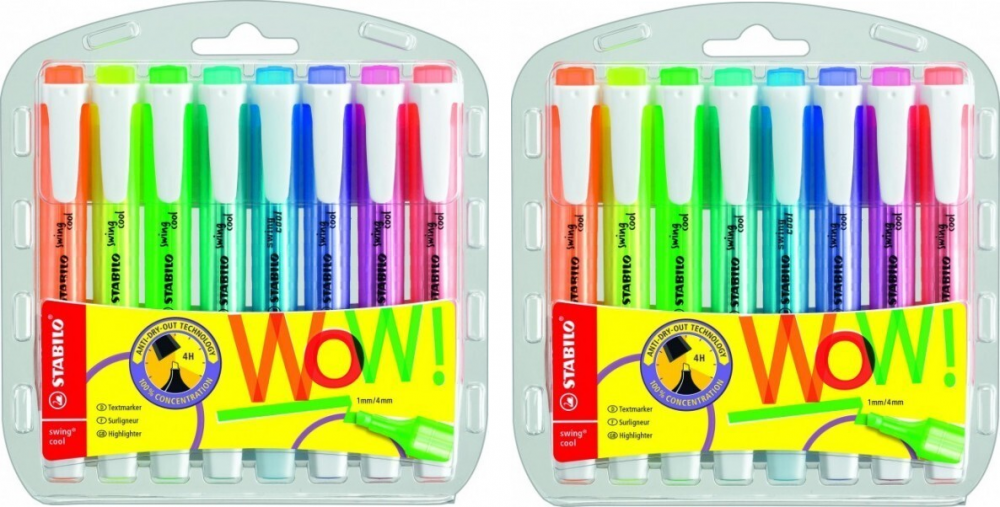 2x zakreślacz Stabilo, Swing Cool, 8 sztuk, mix kolorów