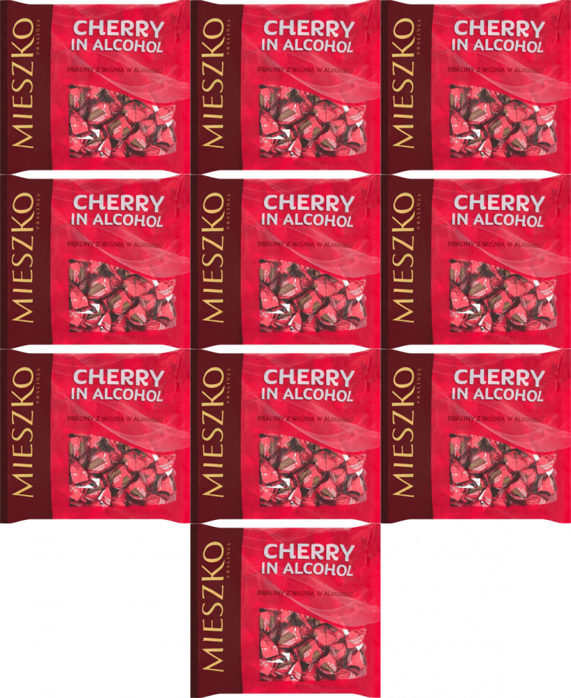 10x Praliny Mieszko Klejnoty Cherry in alcohol, czekoladowy z wiśnią w alkoholu, 1kg