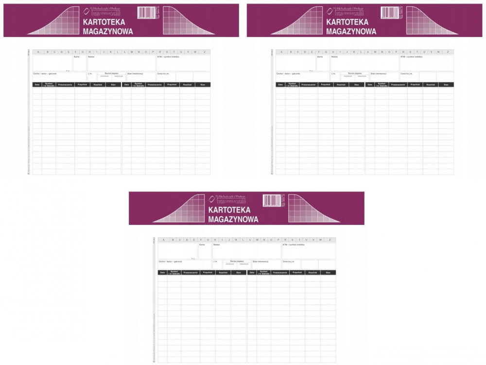 3x Druk akcydensowy Kartoteka magazynowa MiP 344-3, A5, offsetowy, 50k