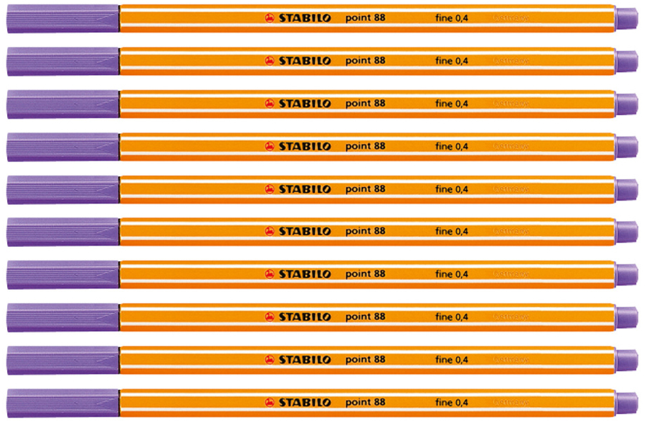 10x cienkopis Stabilo, Point 88, 0.4mm, fioletowy