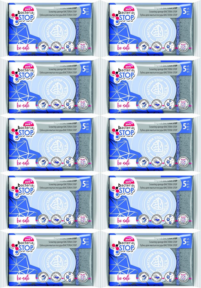 10x Zmywak kuchenny York Bacteria Stop, 5 sztuk