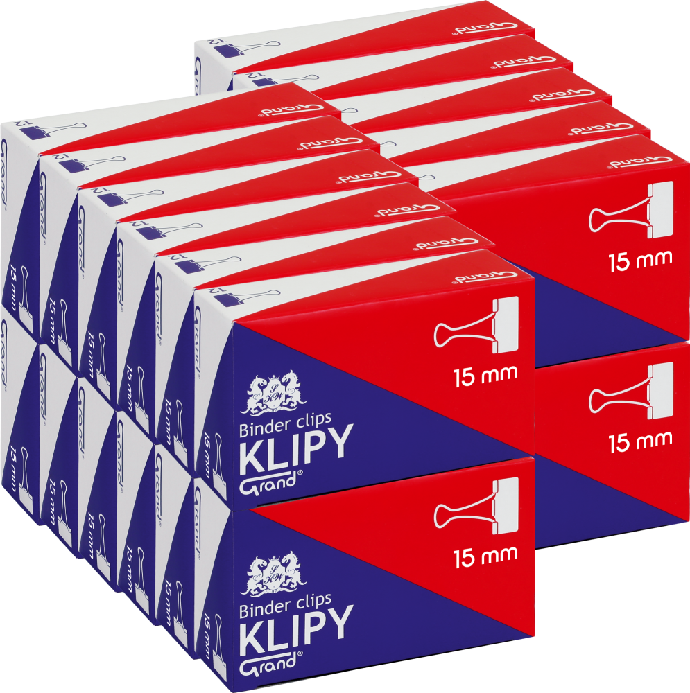 24x Klip biurowy Grand, 15 mm, 12 sztuk, czarny