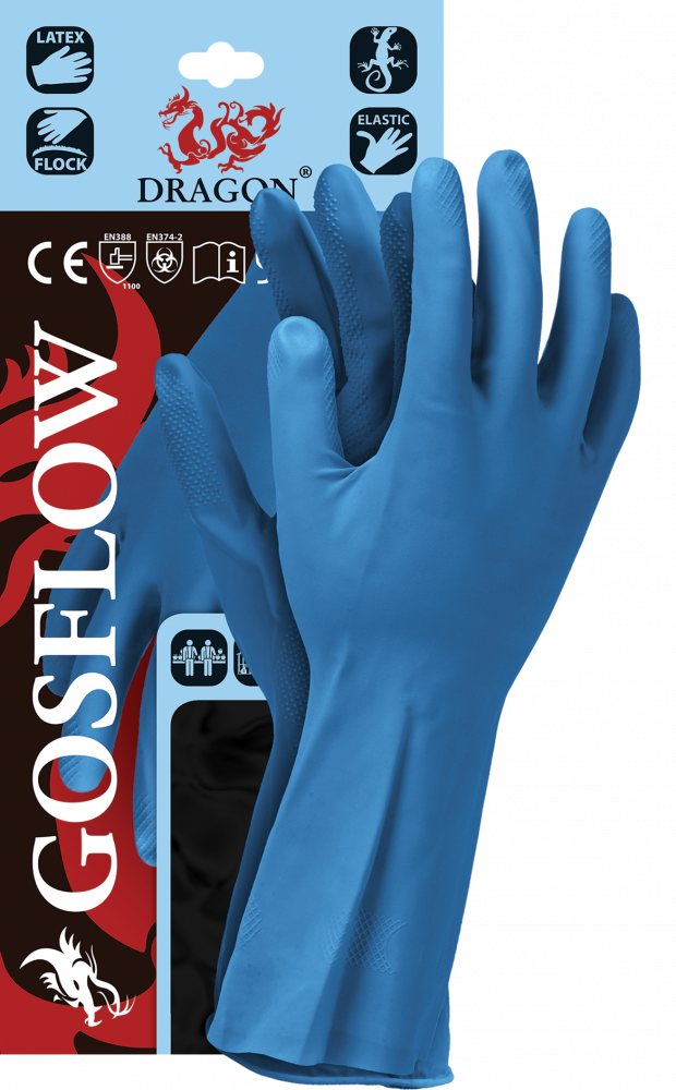 Rękawice robocze Reis Gosflow, chemoodporne, flokowane, rozmiar M, niebieski