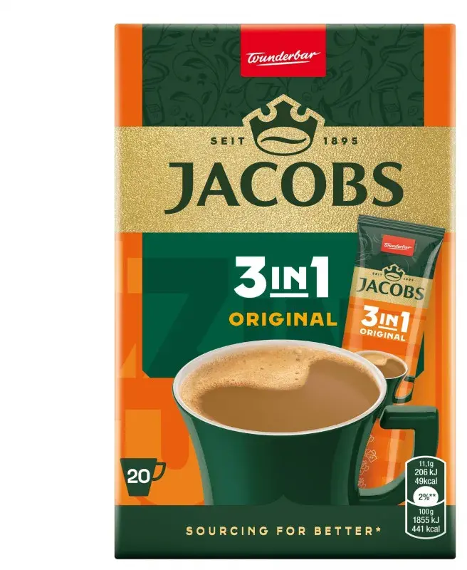 Kawa rozpuszczalna w saszetkach Jacobs 3w1, original, 20 sztuk x 12.6g