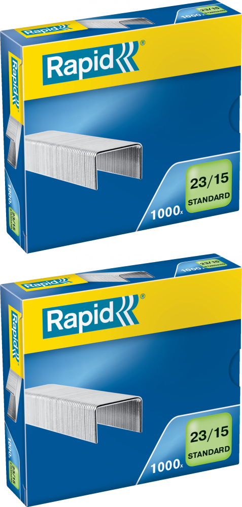 2x Zszywki Rapid Standard, 23/15 1M, 1000 sztuk, srebrny