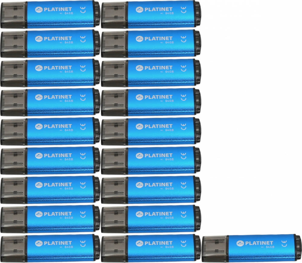 20x Pendrive aluminiowy Platinet X-Depo, 64GB, USB 2.0, niebieski