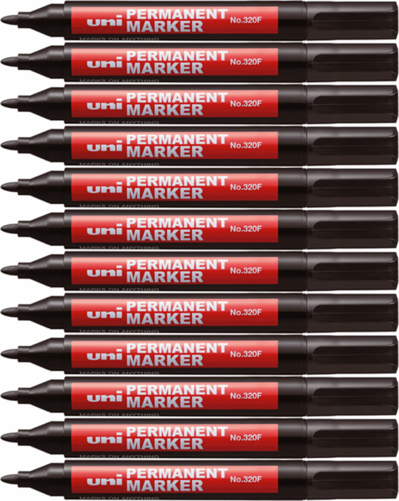 12x Marker permanentny Uni 320F, okrągła, czarny