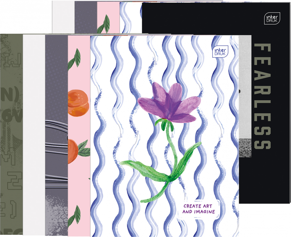 10x Zeszyt w linie Interdruk, A4, miękka oprawa, 60 kartek, mix wzorów