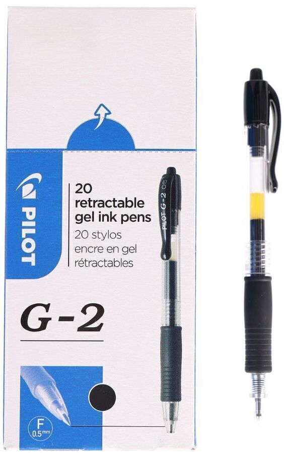 12x Długopis żelowy automatyczny Pilot, G2, 0.5mm, czarny