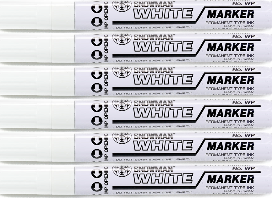 6x Marker olejowy Snowman, gruby, okrągła, biały