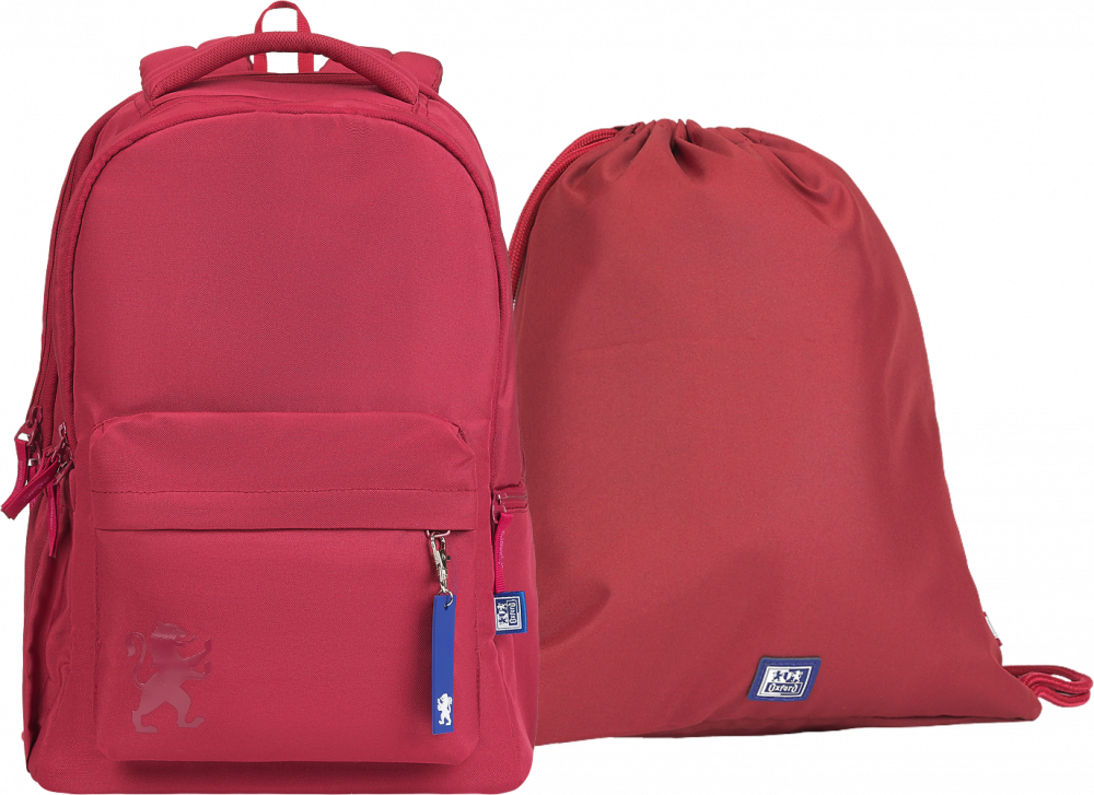 Zestaw: Plecak szkolny + Worek na buty Oxford School, żurawinowy