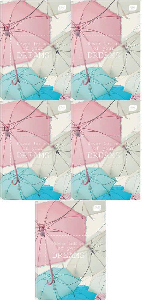 5x Brulion w linie Interdruk, A5, twarda oprawa, 160 kartek, mix wzorów