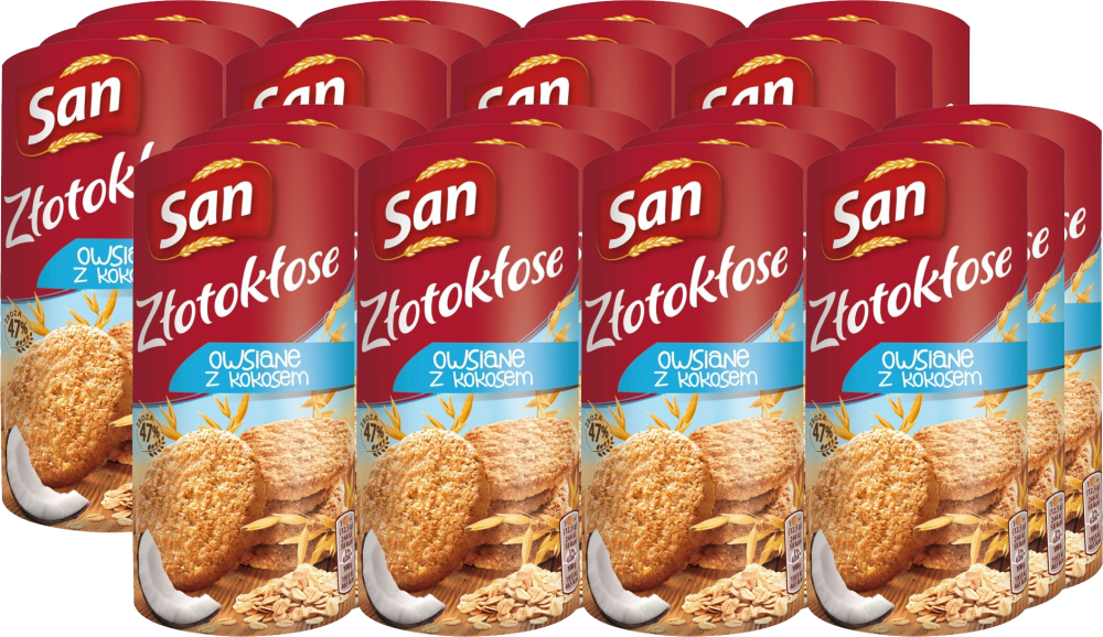 24x Ciastka San Złotokłose, owsiane z kokosem, 188g