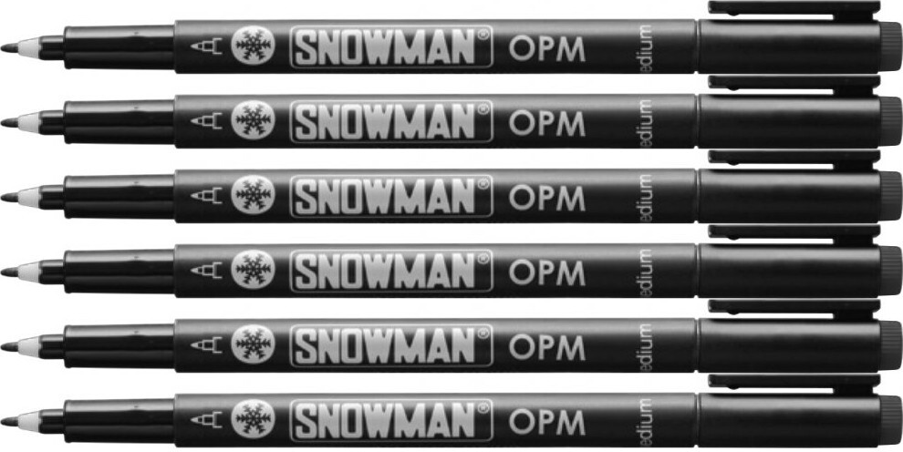 6x Foliopis permanentny Snowman OPM, średni, okrągła, 1mm, czarny