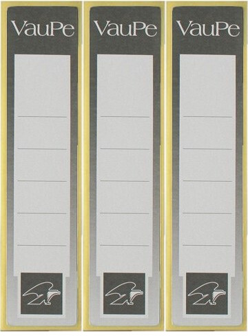 3x Etykiety do segregatorów VauPe, samoprzylepne, 35x155mm, 25 sztuk, biało-szary