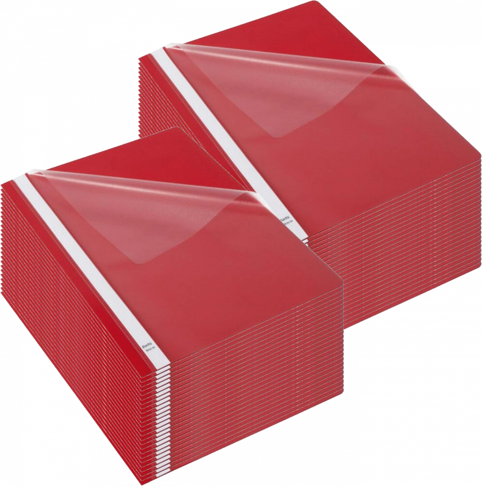 50x Skoroszyt plastikowy bez oczek Bantex Budget, A4, do 200 kartek, czerwony