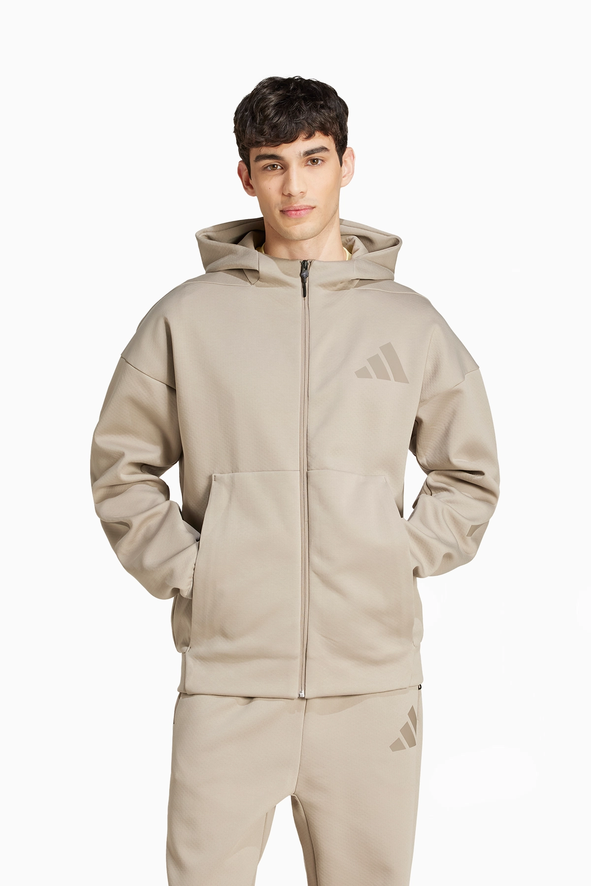 Bluza z kapturem adidas Z.N.E. Full-Zip - Beżowy