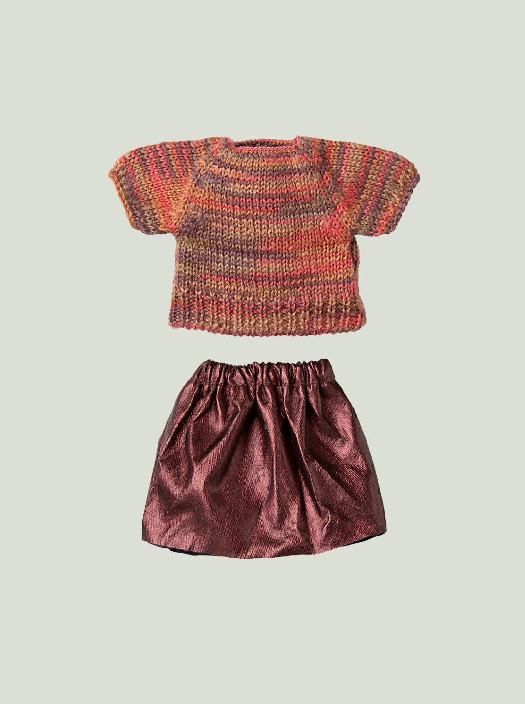 MAILEG Spódnica i bluzka dzianinowa zestaw ubranek dla mamy myszki 15 cm