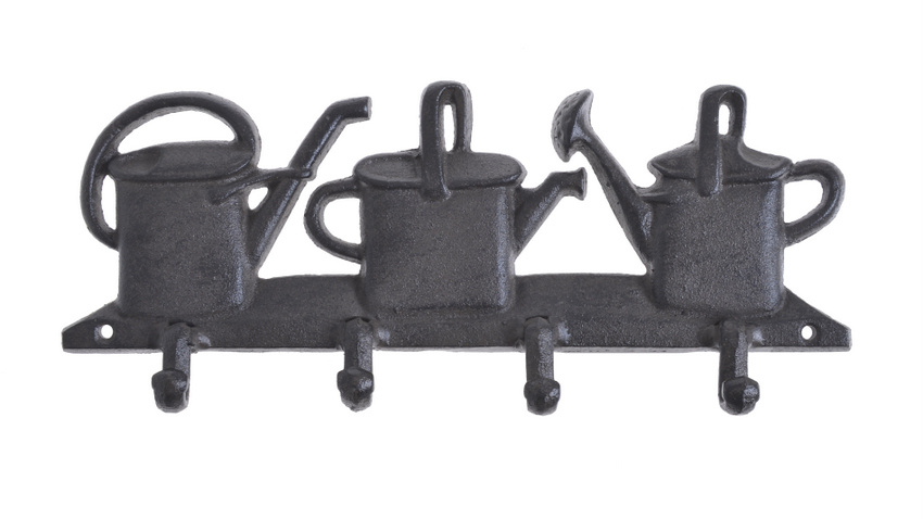 Wieszak żeliwny 4-haczyki konewka - brązowy