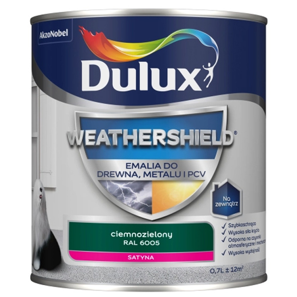 Emalia Weathershield do drewna, PCV i metalu Ciemnozielony RAL 6005 0,7L Dulux