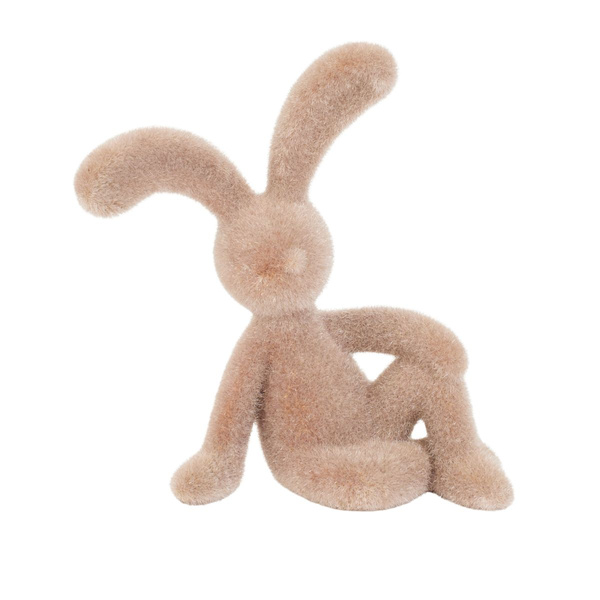 Figurka Zając na boku zamsz beżowy 23 cm