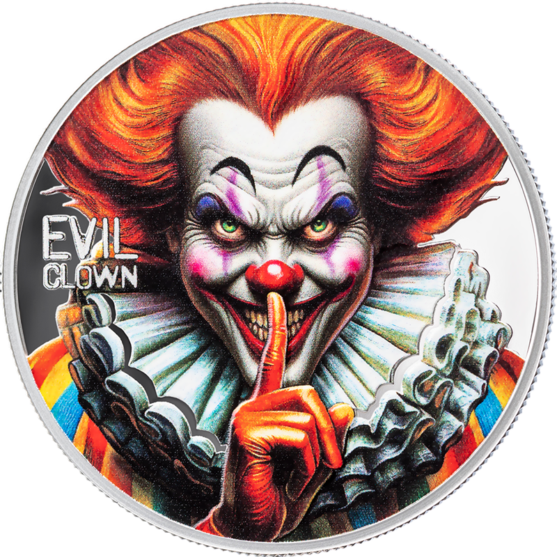 Srebrna moneta Miejskie legendy: Zły klaun 2025 1 uncja - wysyłka 24 h! - Mennica Skarbowa