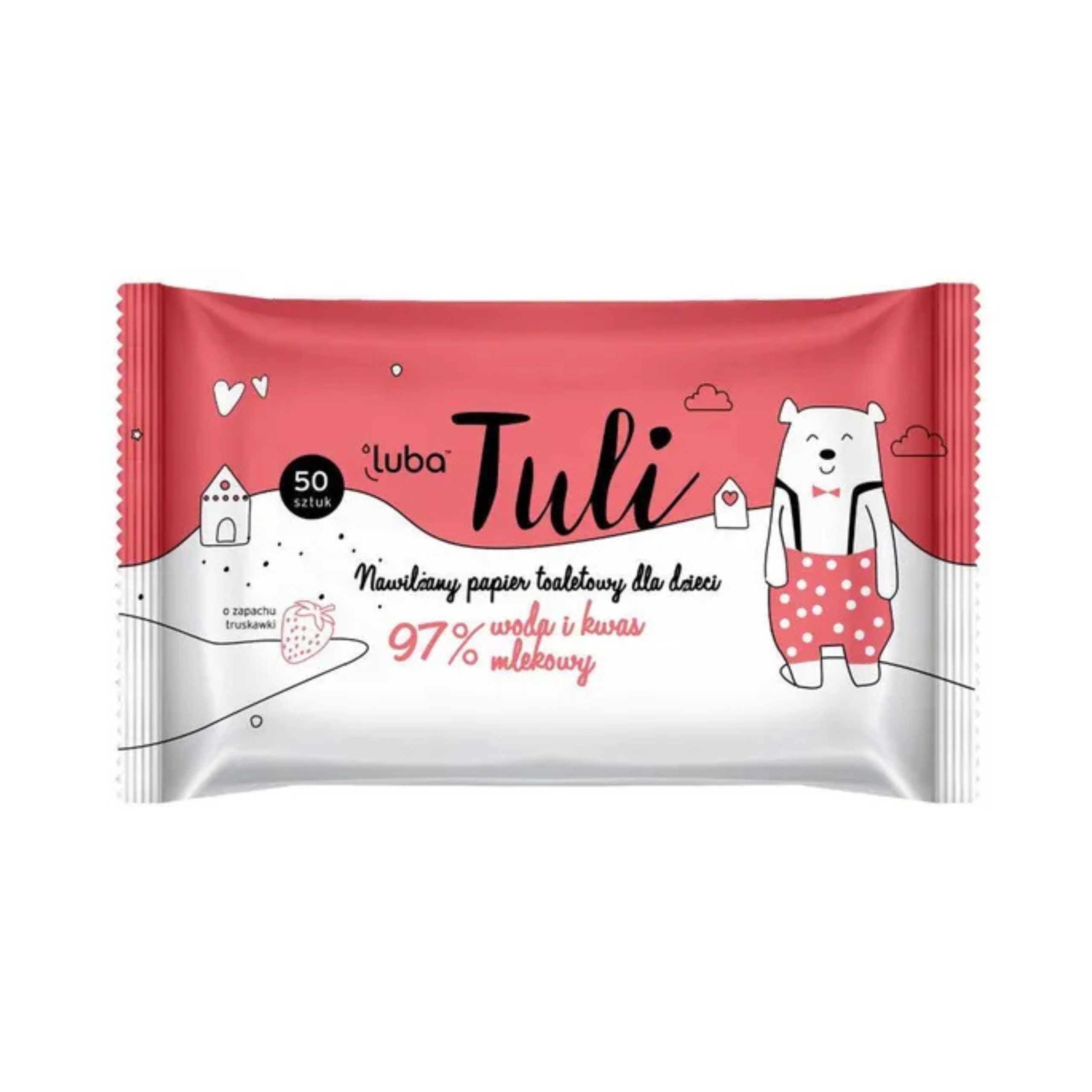 Luba tuli nawilżany papier toaletowy, 97% woda i kwas mlekowy, 50 sztuk