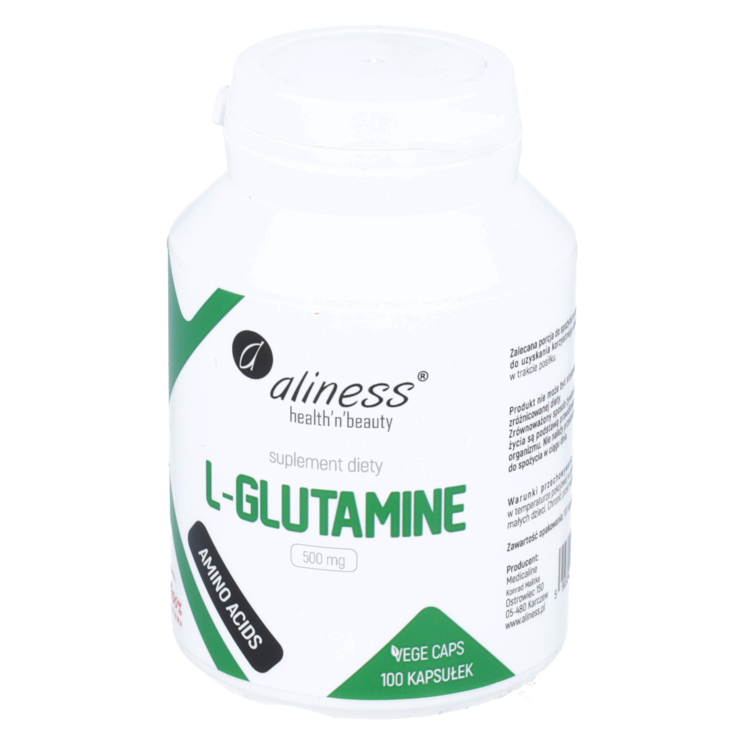 Aliness l-glutamine 500 mg, 100 kapsułek