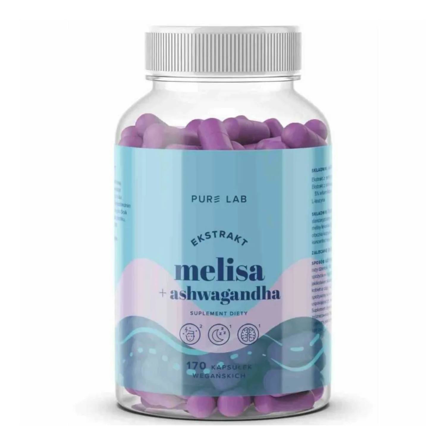 Aura herbals, pure lab ekstrakt melisa + ashwagandha, 170 kapsułek