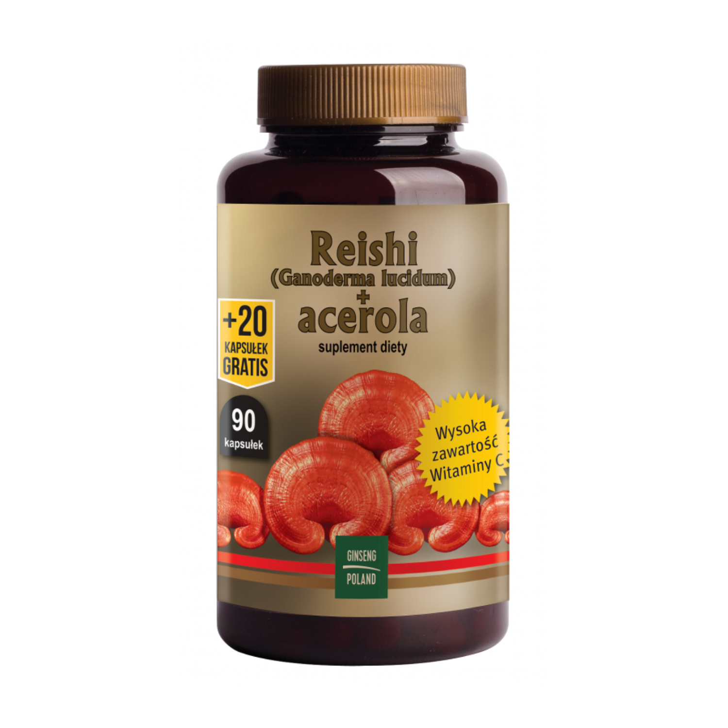 Ginseng reishi + acerola, 90 kapsułek
