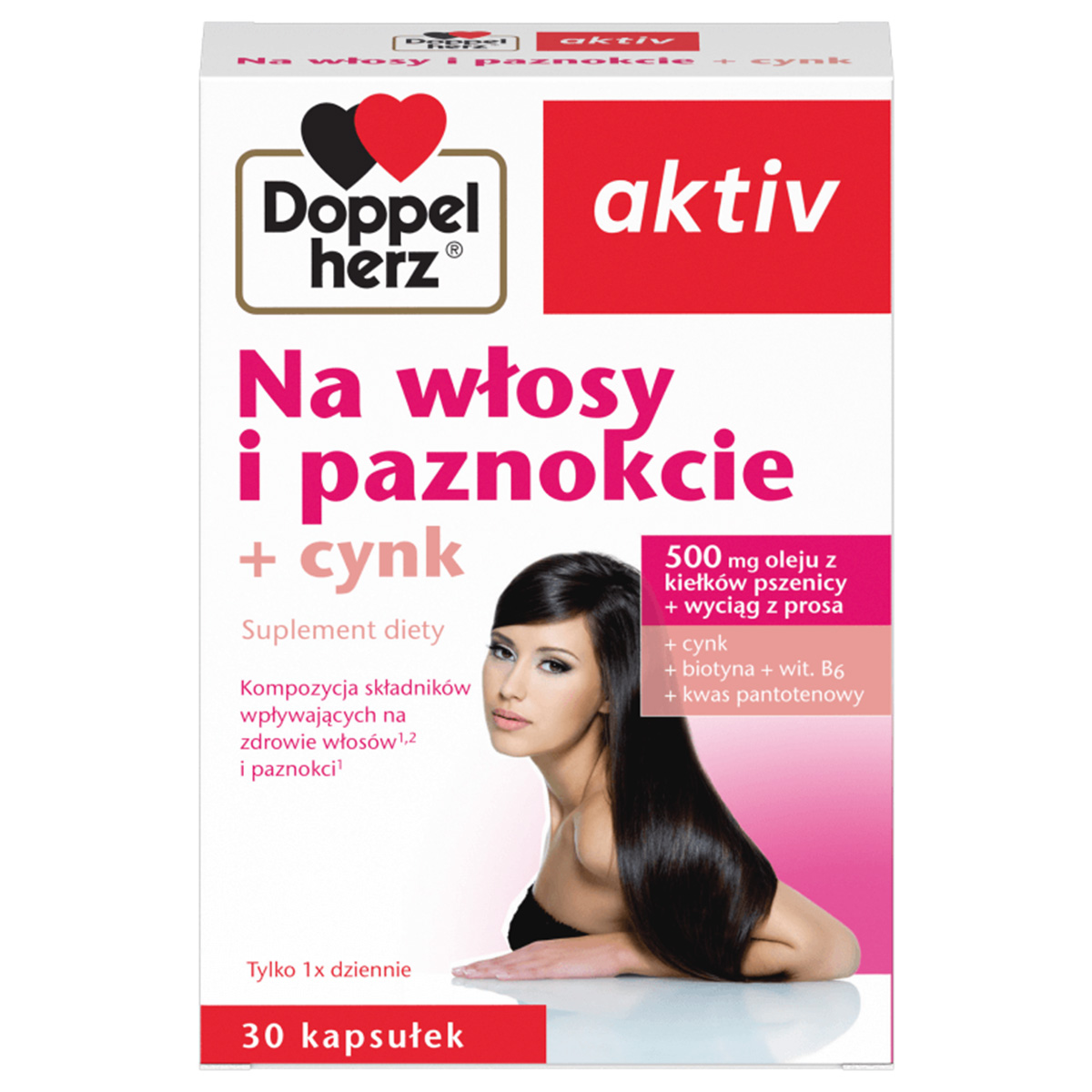 Doppelherz aktiv na włosy i paznokcie + cynk, 30 kapsułek