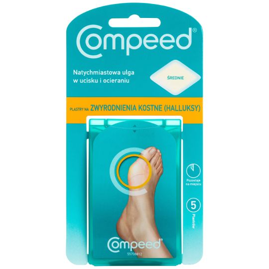 Compeed - plastry na zwyrodnienia kostne (halluksy), średnie, 5 sztuk