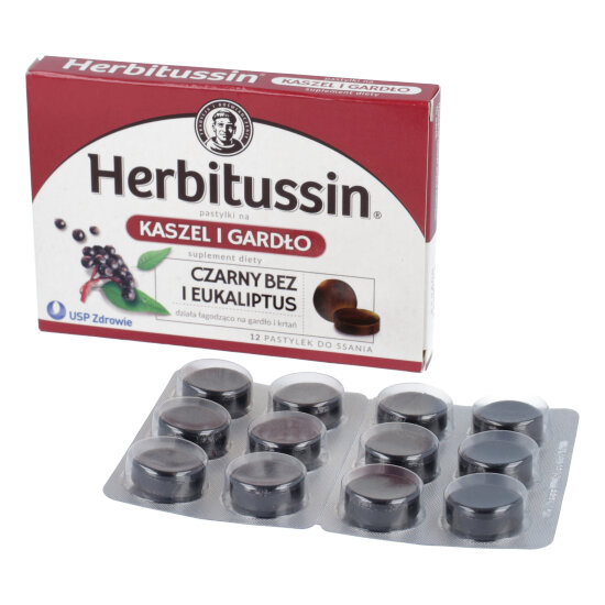 Herbitussin kaszel i gardło, 12 pastylek do ssania