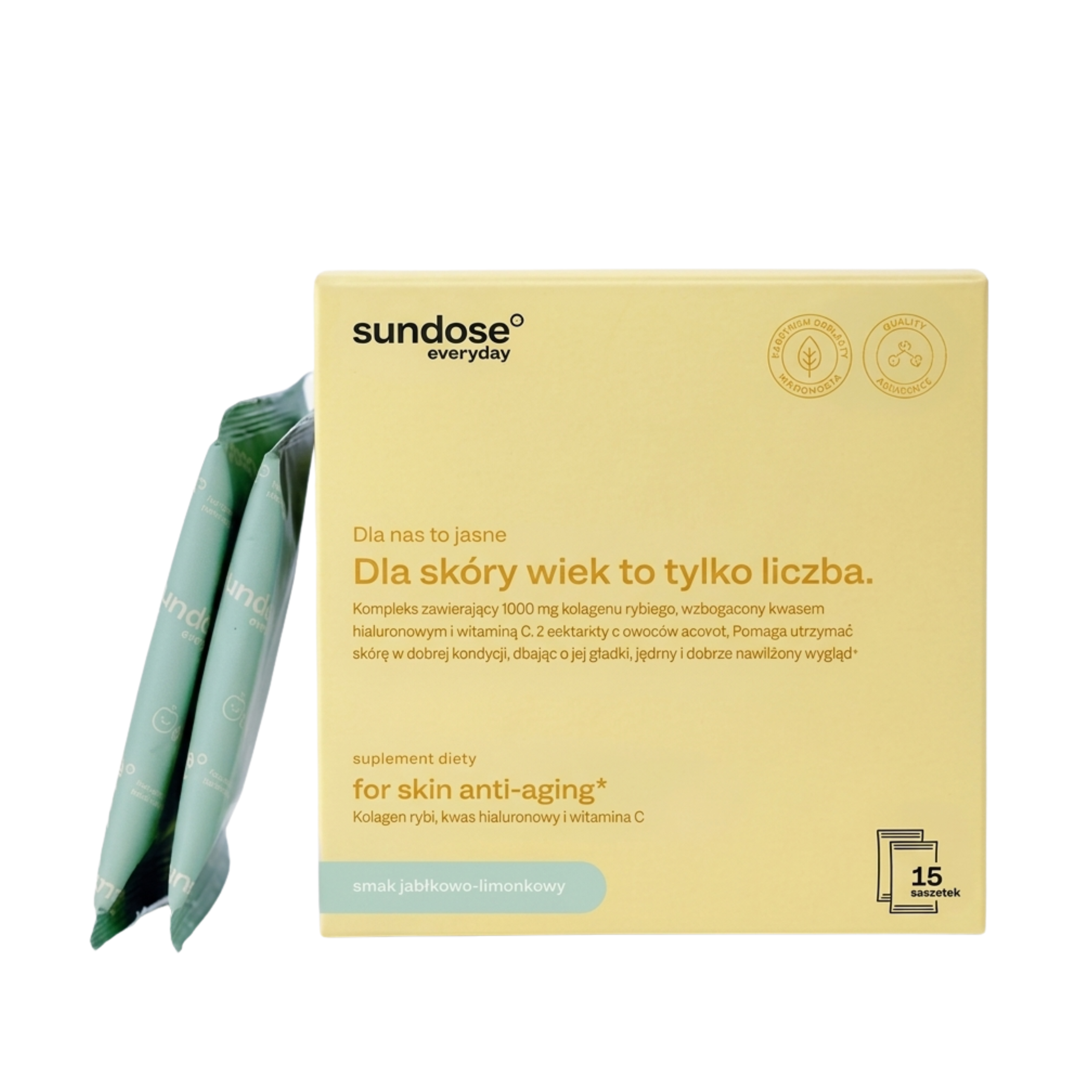 Sundose kolagen o smaku jabłko-limonka, 15 saszetek