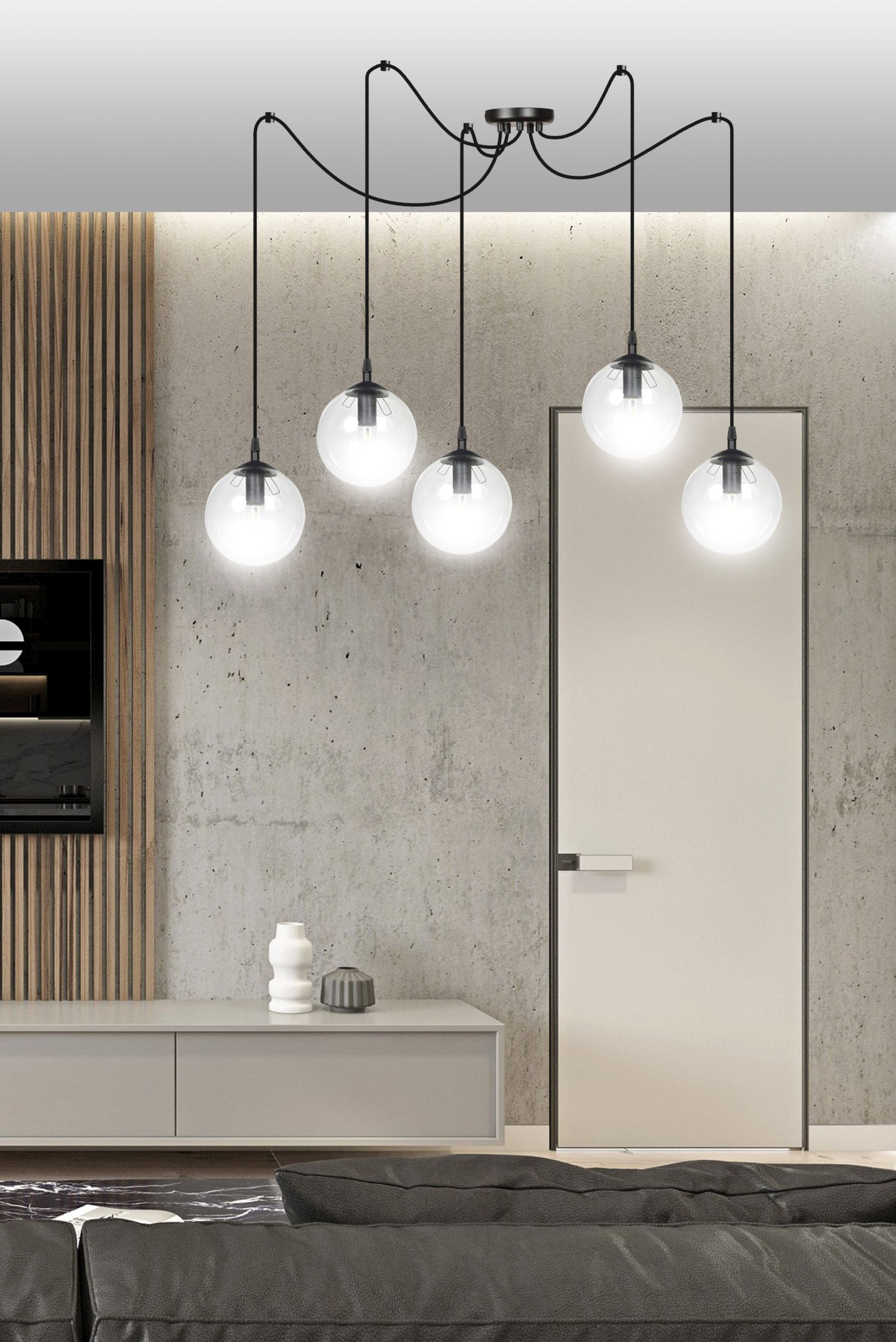 Emibig Gigi lampa wisząca 5x10 W czarna-przezroczysta 936/5