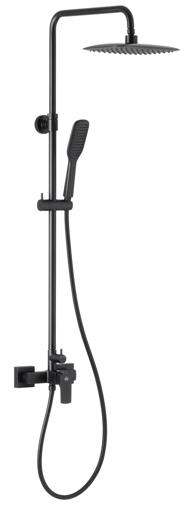 KFA Armatura Mokait zestaw prysznicowy ścienny z deszczownicą czarny 5536-910-81