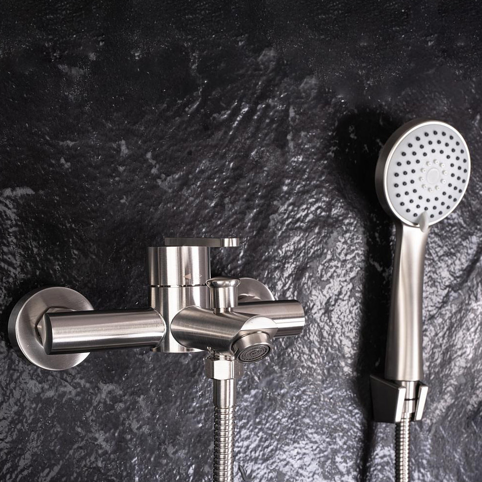 Rea Ontario bateria wannowo-prysznicowa ścienna nikiel szczotkowany REA-B5514