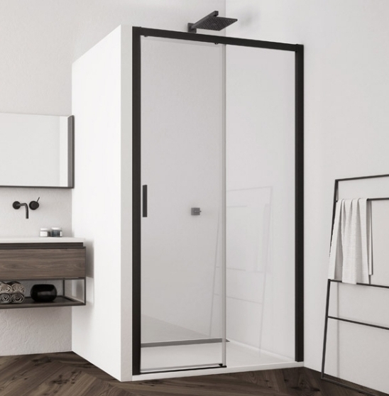 Ronal Top-Line S drzwi prysznicowe 160 cm prawe czarny mat/szkło przezroczyste TLS2D1600607