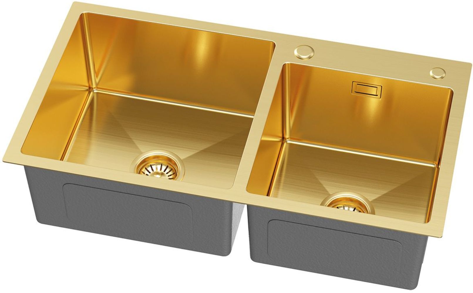 Ruvetti Linar zlewozmywak z dozownikiem 78x45 cm złoty 5002L_PVD_GOLD260_W