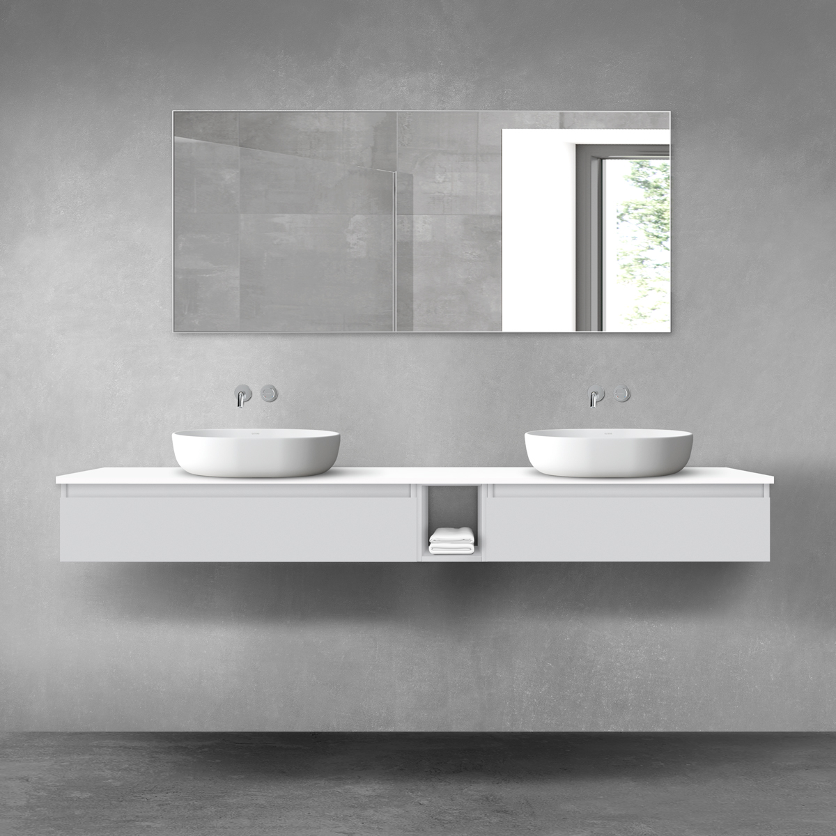 Oltens Vernal zestaw mebli łazienkowych 200 cm z blatem szary mat/biały połysk 68663700 - Wysyłka w 24h