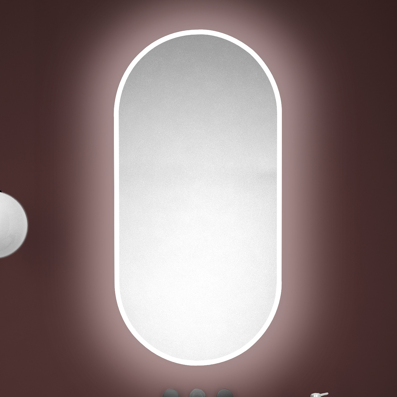 Dubiel Vitrum Max lustro 50x100 cm owalne z oświetleniem - Wysyłka w 24h