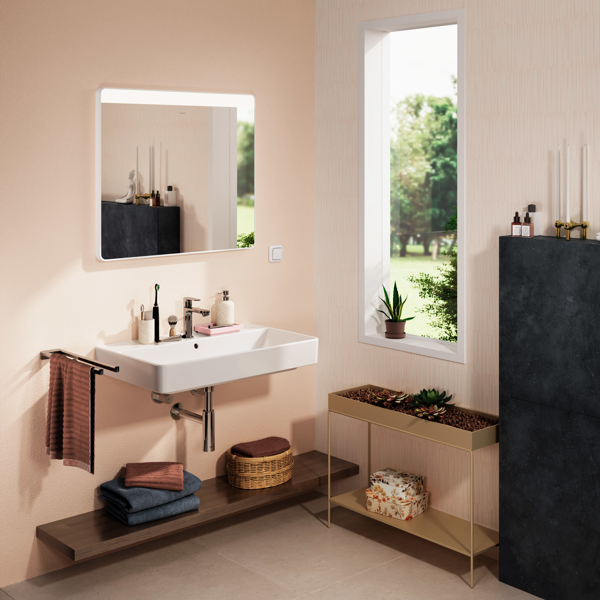 Hansgrohe Xarita Lite Q lustro 80x70 cm prostokątne z oświetleniem biały 54958700