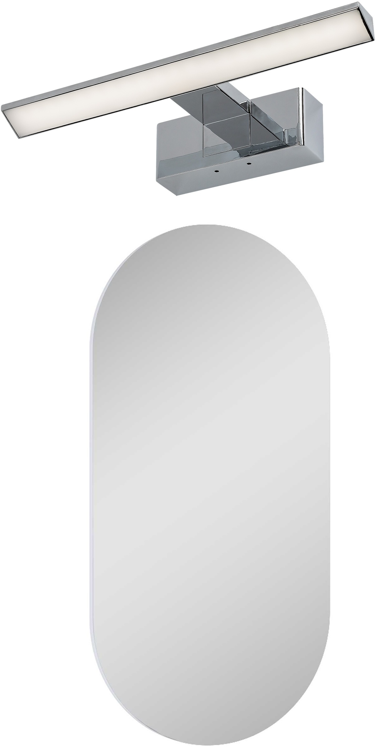 Zestaw Elita Oval lustro 50x100 cm owalne z kinkietem Rabalux Loric 1x6 W chrom (RE067567000010, 75023)