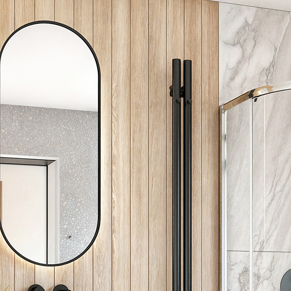 Oltens Nordlis lustro 40x90 cm owalne z oświetleniem od tyłu z matą grzewczą czarny 64113300 - Wysyłka w 24h