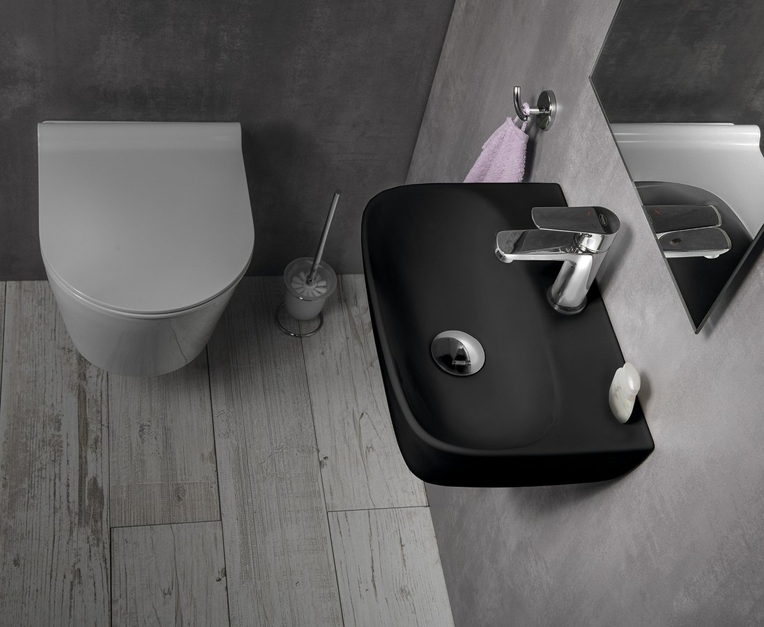 Sapho Small Nerissa umywalka 42x29 cm ścienna czarny mat AR265B - Wysyłka w 24h