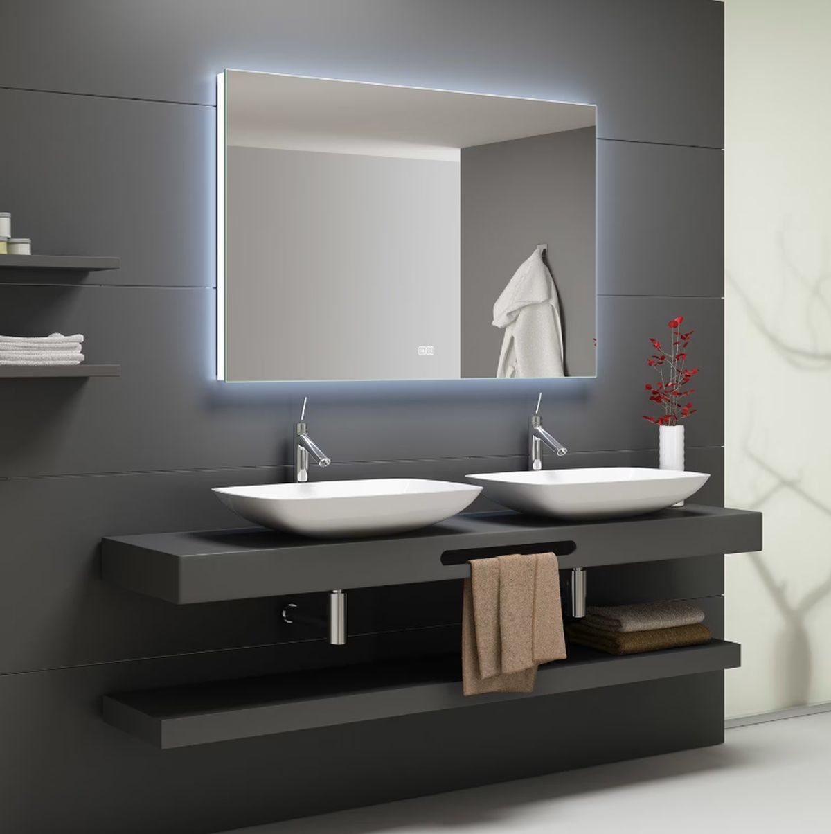 Kronenbach Night lustro 80x80 cm kwadratowe z oświetleniem UN808076KBNNLED